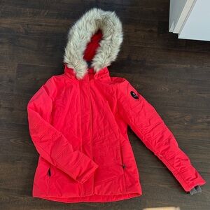 Obermeyer Red Ski Jacket with Detachable Faux Fur Hood 4